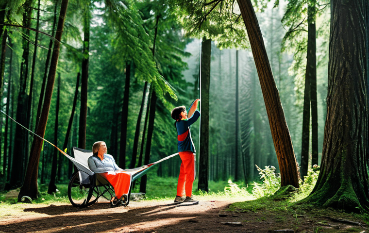 캠핑용 휴대용 샤워기 추천 - **Prompt:** "A family-friendly camping scene, showing a portable gravity-fed shower hanging from a t...
